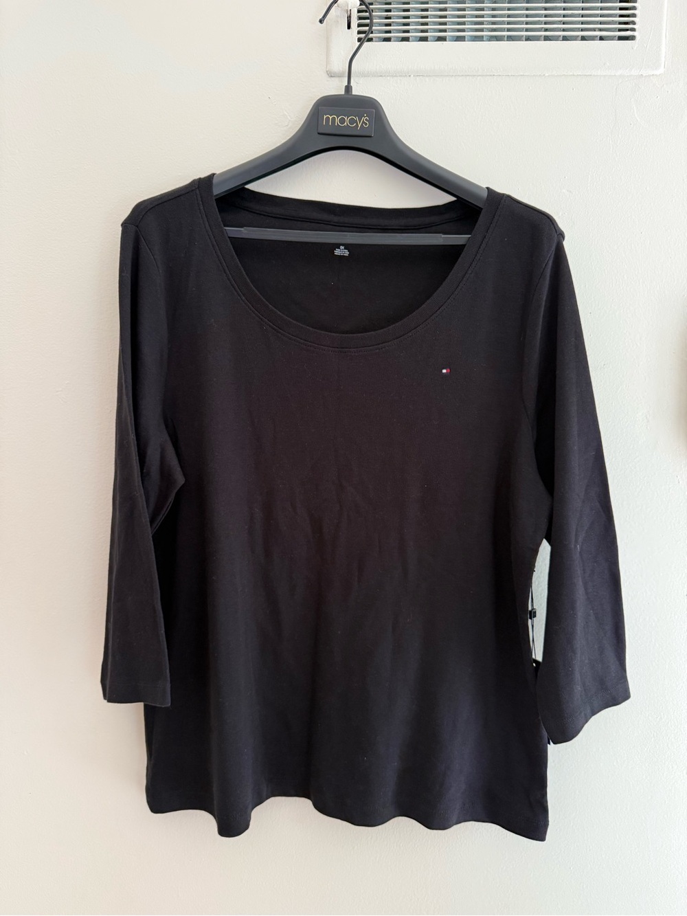Tommy Hilfiger Black Scoop Neck Long Sleeve Tee